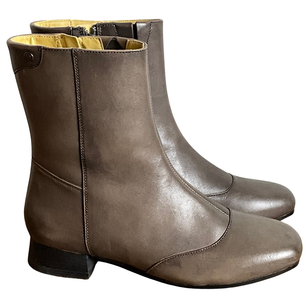 Bussola Lausanne Brown Leather Ankle Boots, New In Box
